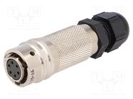 Connector: circular; plug; for cable; PIN: 6; female; soldering AMPHENOL