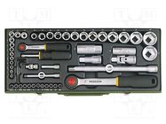 Wrenches set; 6-angles,socket bits,socket spanner; 56pcs. PROXXON