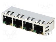 Connector: RJ45; socket; PIN: 8; shielded,quadruple,with LED; THT Amphenol Communications Solutions