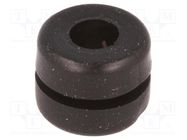 Grommet; Ømount.hole: 6mm; Øhole: 4mm; PVC; black; -30÷60°C; UL94V-2 HELLERMANNTYTON