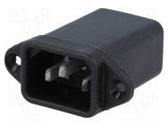 Connector: AC supply; socket; male; 2A; 250VAC; IEC 60320; C14 (E) 