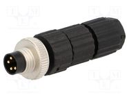 Connector: M8; male; PIN: 4; straight; for cable; plug; E; 4A; IP67 HIRSCHMANN