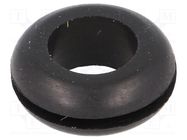 Grommet; Ømount.hole: 12.7mm; Øhole: 9.5mm; rubber; black FIX&FASTEN