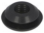 Grommet; Ømount.hole: 9.5mm; Øhole: 6.8mm; silicone; black FIX&FASTEN