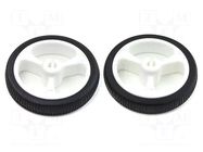 Wheel; white; Shaft: D spring; push-in; Ø: 32mm; Shaft dia: 3mm POLOLU