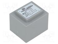 Transformer: encapsulated; 2.4VA; 230VAC; 6V; 6V; 200mA; 200mA; PCB INDEL