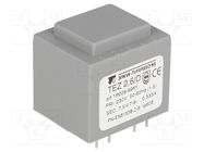 Transformer: encapsulated; 2.5VA; 230VAC; 7.5V; 333.3mA; PCB; IP00 BREVE TUFVASSONS