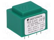 Transformer: encapsulated; 2VA; 230VAC; 24V; 24V; 41.6mA; 41.6mA BREVE TUFVASSONS