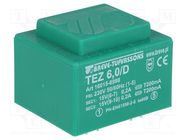 Transformer: encapsulated; 6VA; 230VAC; 15V; 15V; 200mA; 200mA; PCB BREVE TUFVASSONS