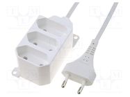 Extension lead; 2x0.75mm2; Sockets: 3; PVC; white; 1.5m; 2.5A JONEX