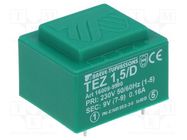 Transformer: encapsulated; 1.5VA; 230VAC; 9V; 166.6mA; PCB; IP00 BREVE TUFVASSONS