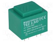 Transformer: encapsulated; 2.5VA; 230VAC; 6V; 416.6mA; PCB; IP00 BREVE TUFVASSONS