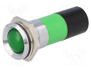 Indicator: LED; recessed; green; 230VDC; 230VAC; Ø22.2mm; IP67 