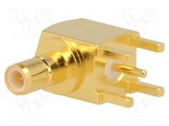 Connector: SMB; socket; male; angled 90°; 50Ω; THT; PTFE 