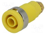 Connector: 4mm banana; socket; 32A; yellow; gold-plated; 32mm SCHÜTZINGER