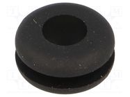 Grommet; Ømount.hole: 9.5mm; Øhole: 6.4mm; black; -40÷135°C; UL94HB 