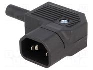 Connector: AC supply; plug; male; 10A; 250VAC; IEC 60320; C14 (E) 