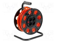 Extension lead; 3x1.5mm2; reel; Sockets: 4; PVC; orange; 40m; 10A JONEX