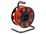 Extension lead; 3x1.5mm2; 40m; PVC; orange; Sockets no: 4; reel; 10A JONEX