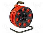 Extension lead; 3x1.5mm2; reel; Sockets: 4; PVC; orange; 50m; 10A JONEX