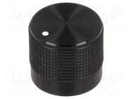 Knob; with pointer; Øshaft: 6mm; Ø20mm; black; Shaft: knurled CLIFF