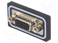 D-Sub HD; PIN: 15; socket; female; for panel mounting,screw; IP67 AMPHENOL COMMUNICATIONS SOLUTIONS