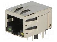 Connector: RJ45; socket; PIN: 8; shielded,with LED; 8p8c; THT AMPHENOL COMMUNICATIONS SOLUTIONS