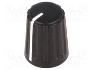 Knob; conical,with pointer; ABS; Øshaft: 6mm; Ø13.5x17.1mm; black SR PASSIVES