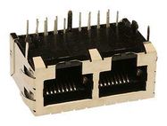 RJ45 CONN, R/A JACK, 8P8C, 2GANG, TH