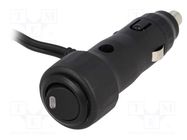 Cigarette lighter plug; Inom: 8A; Sup.volt: 7÷12VDC; 12V/8A; black SCI