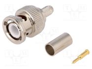 Connector: BNC; plug; male; straight; 50Ω; crimped; for cable; PTFE 