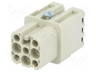 Connector: HDC; contact insert; female; 10A; 250V; Han® D; PIN: 8 HARTING