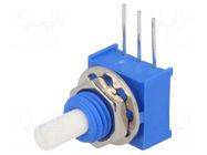 Potentiometer: shaft; single turn; 20kΩ; ±20%; 0.25W; linear; THT BOURNS