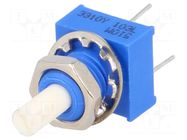 Potentiometer: shaft; single turn; 10kΩ; ±20%; 0.25W; linear; THT BOURNS