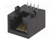 RJ45; socket; PIN: 8; Layout: 8p8c; Locking: bottom latch; THT ATTEND