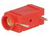 Connector: 4mm banana; socket; 10A; 250VDC; red; silver plated; PCB DELTRON