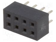 Connector: pin strips; socket; female; PIN: 8; straight; 2mm; THT CONNFLY