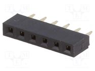 Connector: pin strips; socket; female; PIN: 6; straight; 2.54mm; THT NINIGI