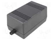 Enclosure: for power supplies; X: 65mm; Y: 132mm; Z: 78mm; ABS; black KRADEX