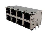 RJ45 CONN, JACK, 8P8C, 8PORT, TH