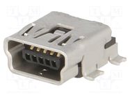 Connector: USB B mini; socket; on PCBs; SMT; PIN: 5; horizontal MOLEX