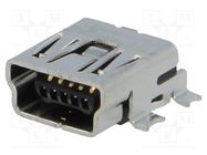 Connector: USB B mini; socket; on PCBs; SMT; PIN: 5; horizontal MOLEX