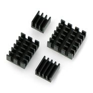 Set of heat sinks for Raspberry Pi - with heat transfer tape - black - 4pcs.