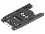 Connector: for cards; SIM; with hinged holder; SMT; gold-plated ATTEND