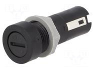 Fuse holder; 5x20mm; 10A; on panel; black; 250VAC; UL94V-0; 5mΩ Stelvio Kontek