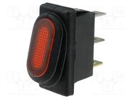 ROCKER; SPST; Pos: 2; ON-OFF; 10A/250VAC; red; IP65; neon lamp; 50mΩ SCI