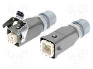 Connector: HDC; male + female; PIN: 4; 3+PE; size 3A; for cable 