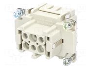 Connector: HDC; contact insert; female; Han® HMC; PIN: 6; 6+PE; 16A HARTING