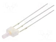 LED; red/warm white; 2mm; bicolour; 90°; Front: flat; anode; 3000K OPTOSUPPLY