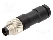 Connector: M8; male; PIN: 3; straight; for cable; plug; Nano-Change 